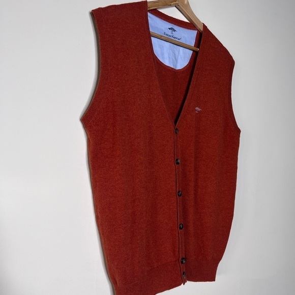 Fynch-Hatton premium wool cashmere sweater vest orange Medium - Picture 7 of 10